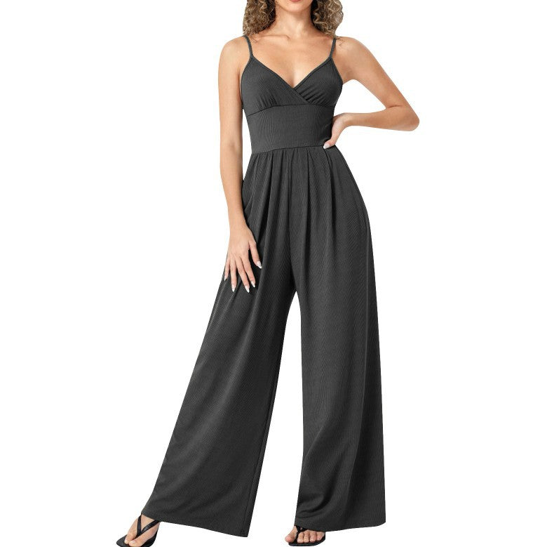 Nakeisha - sleeveless ruched wide leg jumpsuit