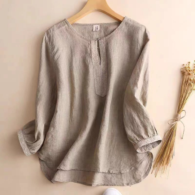 Relaxed Fit Natural Fiber Short Sleeve Shirt