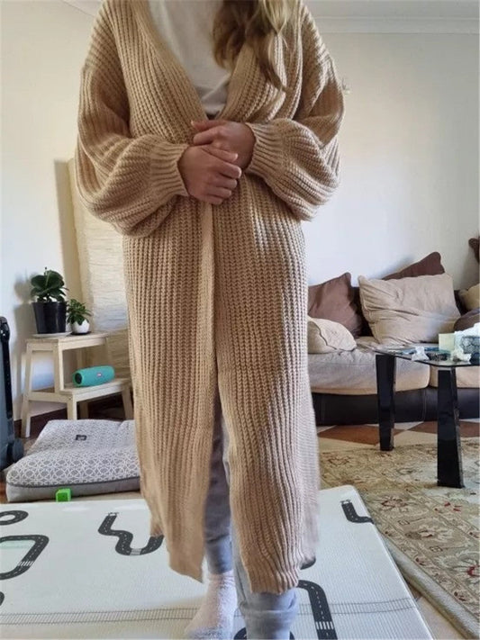 Oversized Wool Knit Long Sleeve Cardigan 