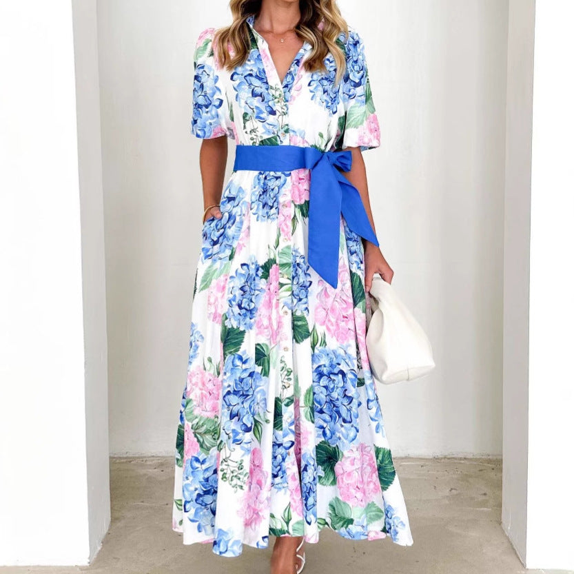 Floral Print A-Line Maxi Dress
