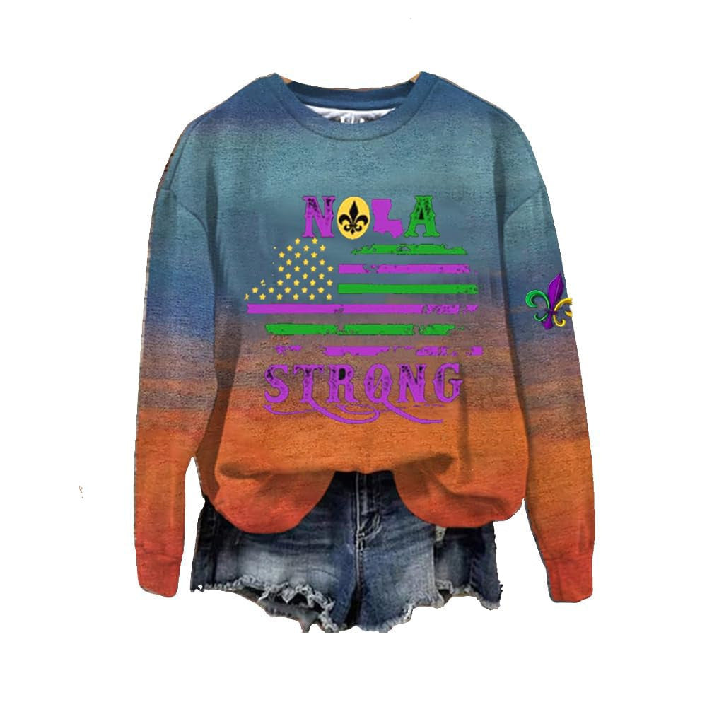 Women’s Sweatshirt – Oversized Fit – Crew Neck – Graphic Bow and Rose Print – Cotton Knit