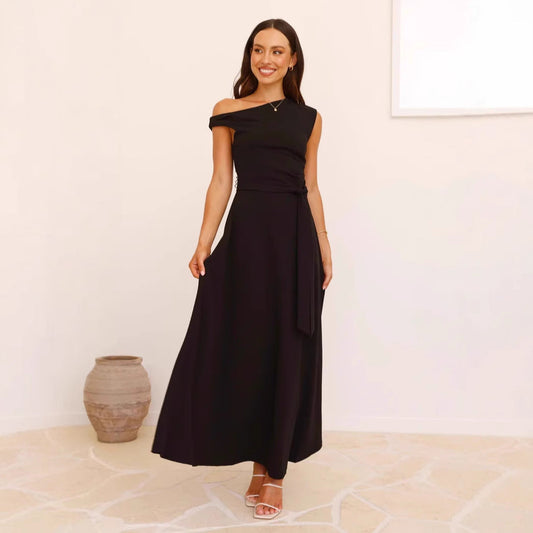 Flowy Asymmetrical One-Shoulder Maxi Dress