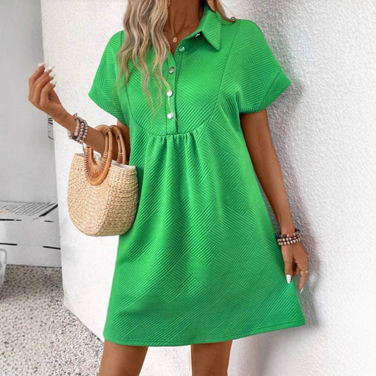 Textured Relaxed Fit Polo Dress