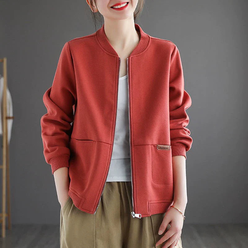 Soft Feel Relaxed Fit Baseball Jacket 