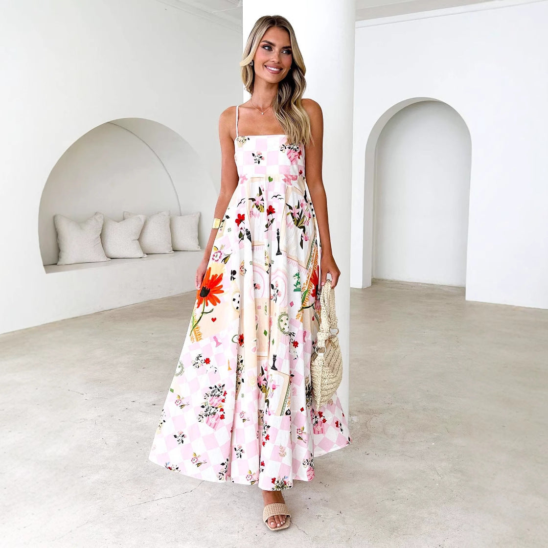Floral Print Lightweight A-Line Maxi Dress