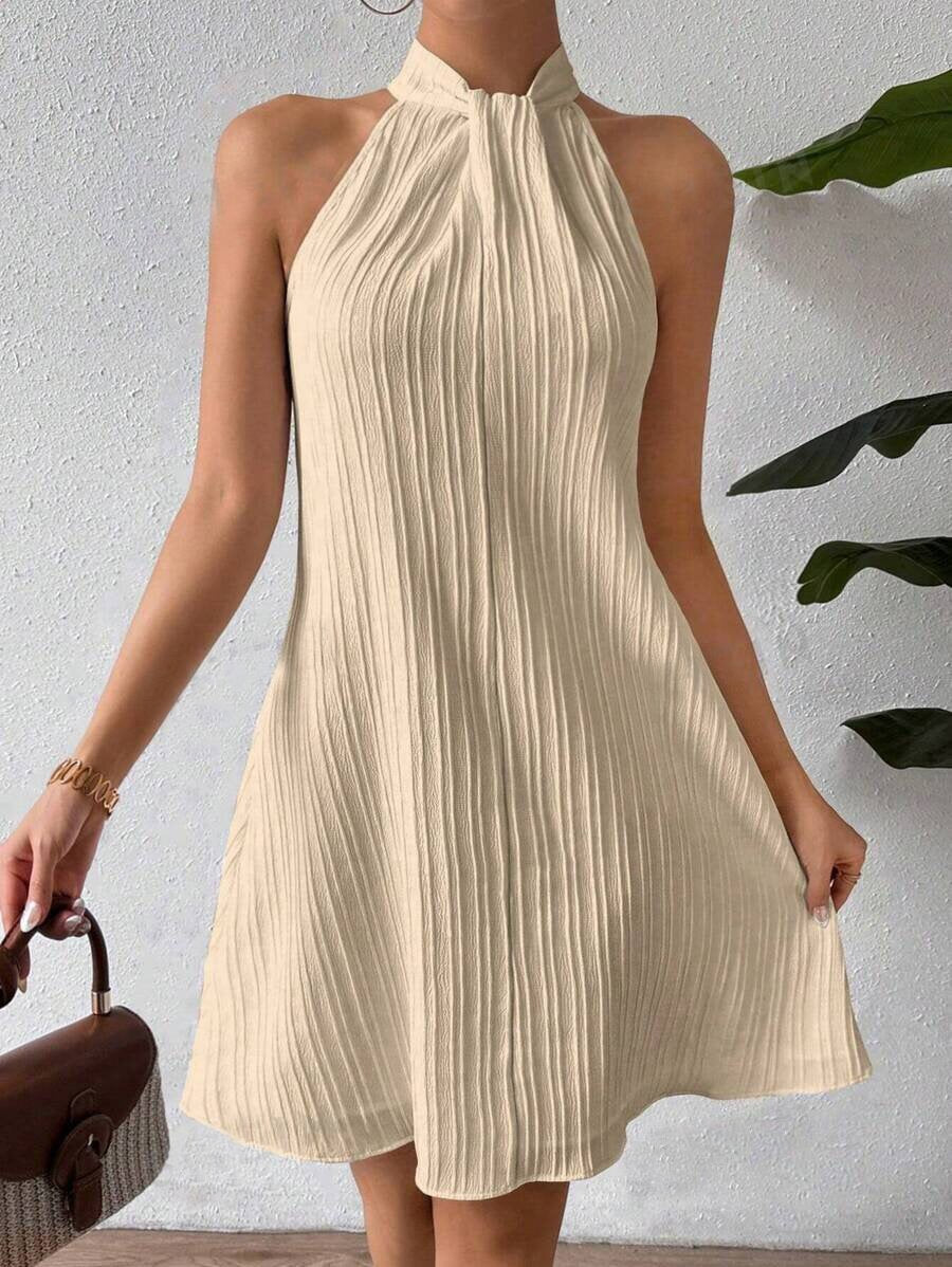 Cutout Detail Halter Neckline Sleeveless Dress