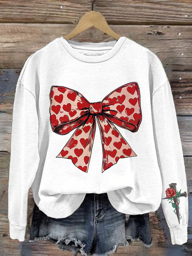Graphic Print Oversized Cotton Knit Sweatshirt 