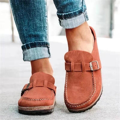 Women's Clogs - Slip-On Closed Toe - Cork Sole with Buckle Strap - Casual Comfort
