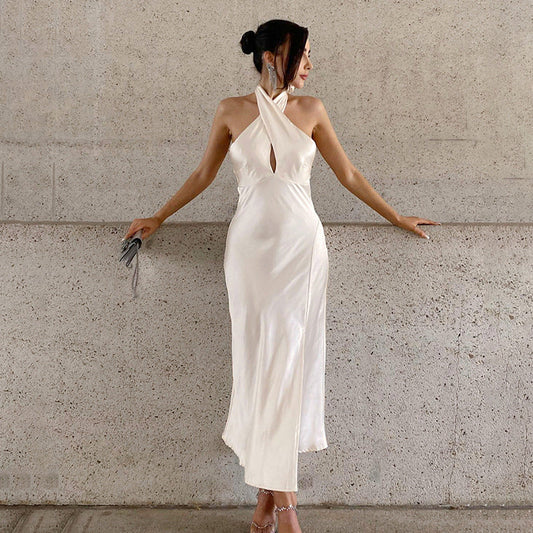 Satin Slim Fit Halter Evening Gown