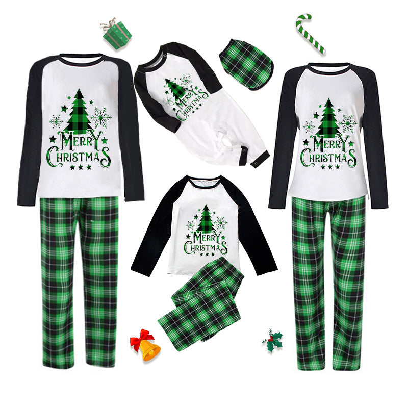 Merry Christmas family matching pajamas set with plaid pants