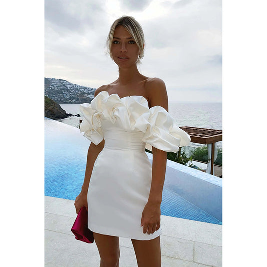 Elegant Off-Shoulder Ruffled Mini Dress 