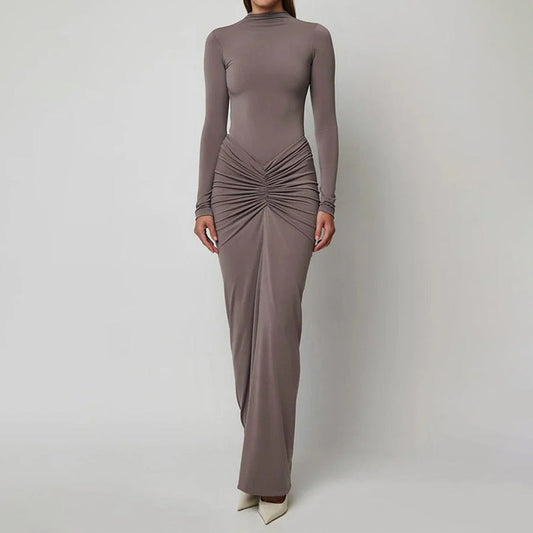 Slim Stretch Knit Ruched Waist Bodycon Dress
