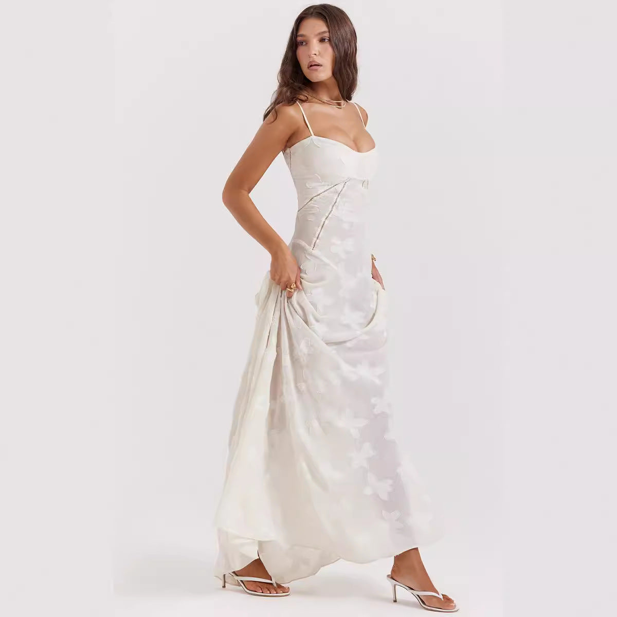 Embroidered Chiffon Slim Fit Evening Gown
