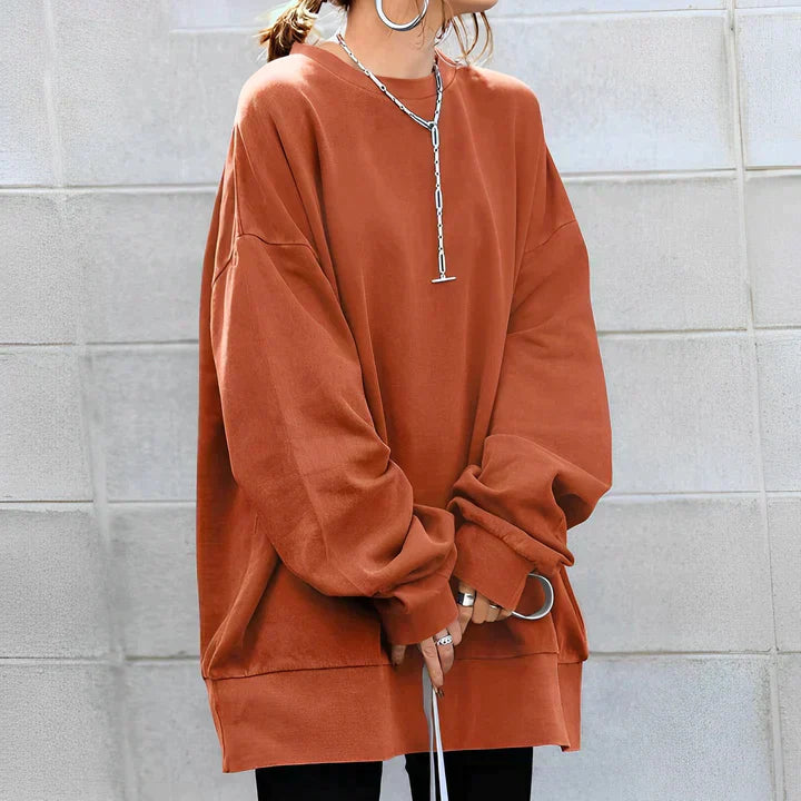 Women’s Pullover Sweater – Oversized Fit – Knit Fabric – Long Sleeve Casual Style