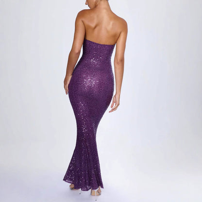 Women’s Evening Gown – Strapless Sequin – Slim Fit – Mermaid Silhouette – Full Length
