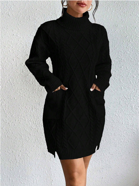 Cable Knit Slim Fit Sweater Dress
