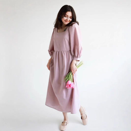 Lightweight Cotton Loose Fit Midi Dress