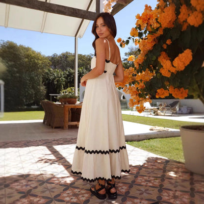 Women’s Maxi Dress – Lightweight Cotton – A-Line Fit – Strapless with Spaghetti Straps