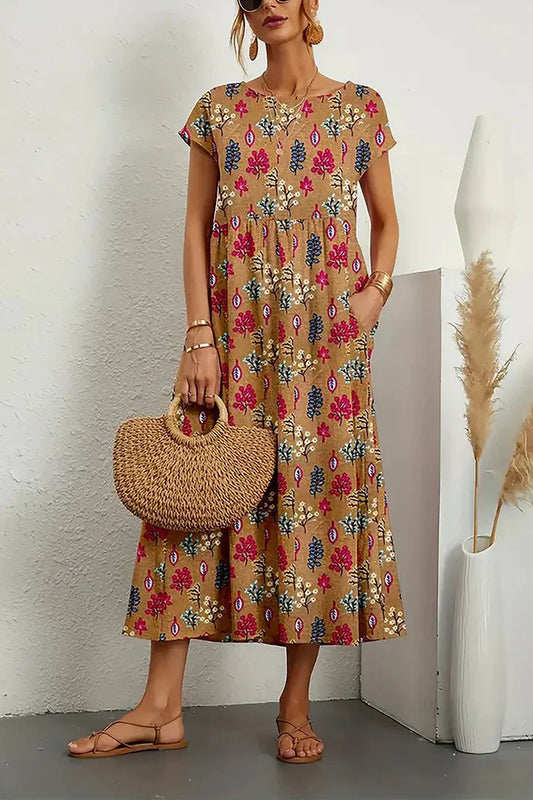 Floral Print Lightweight Loose Fit Midi Dress