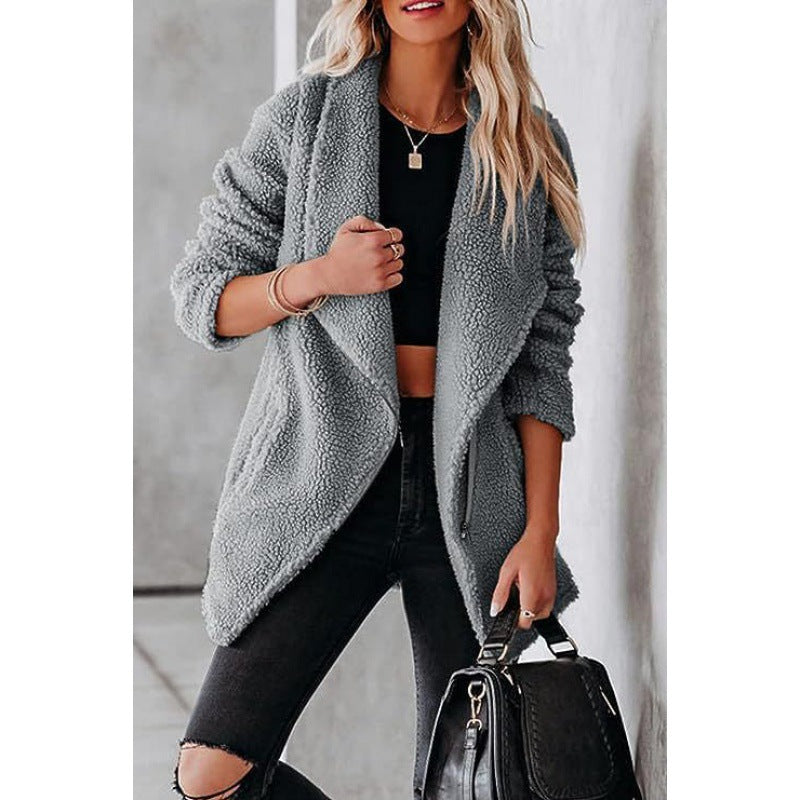 Oversized Textured Grain Fleece Jacket 