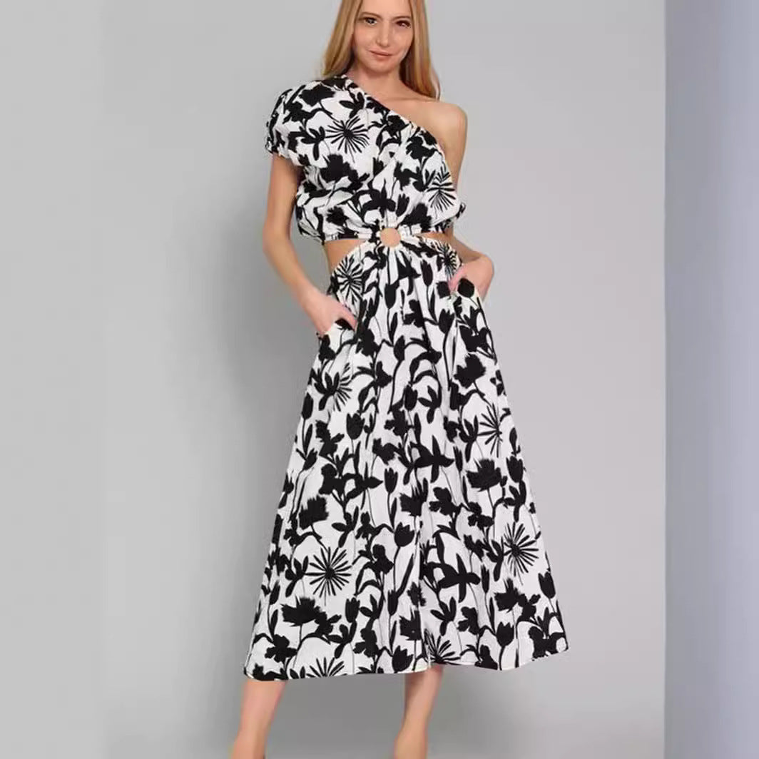 Lightweight Cotton Blend One Shoulder Jumpsuit
