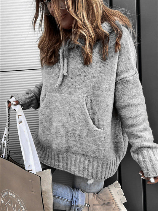 Oversized Knitted Fit Hoodie Pullover 