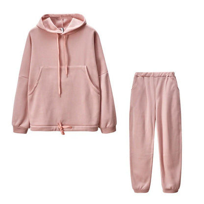 Women’s Two-Piece Loungewear Set – Oversized Hoodie with Kangaroo Pocket – Cotton Blend Joggers