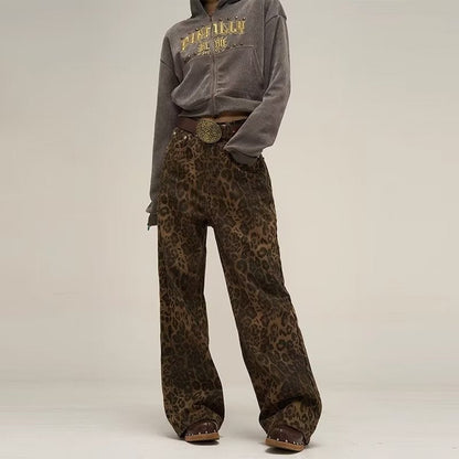 Women’s retro leopard wide leg pants