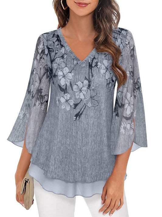 Floral Print Breathable Flowing Blouse 