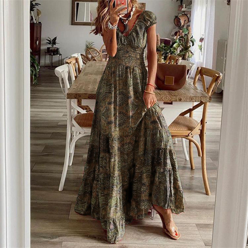 Smocked Bodice Lightweight Cotton Maxi Dress 