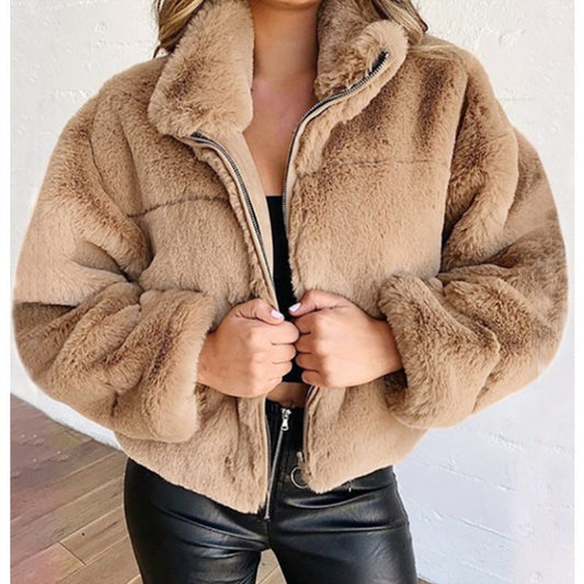 Faux Fur Oversized Fit Cardigan Coat 