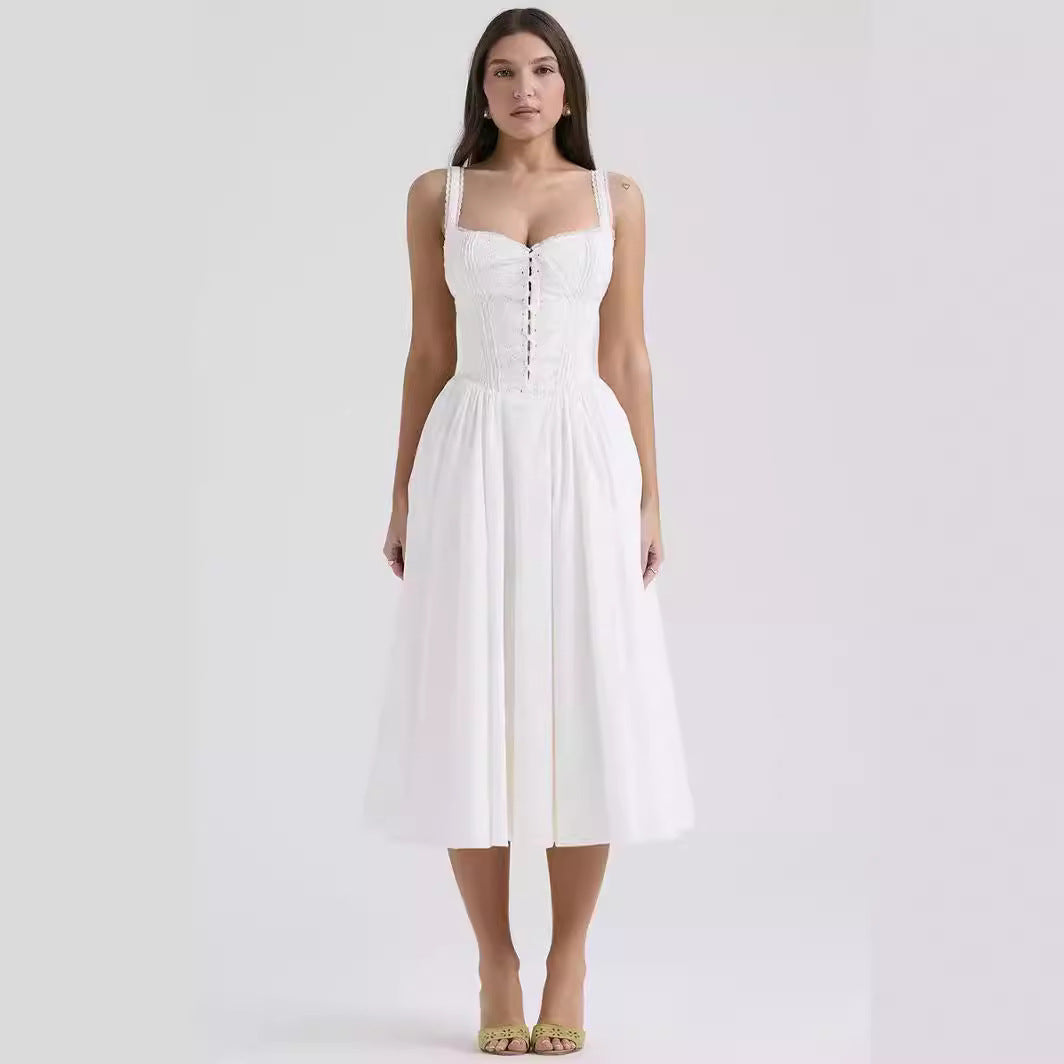 Lace Detail Off-Shoulder Midi Dress