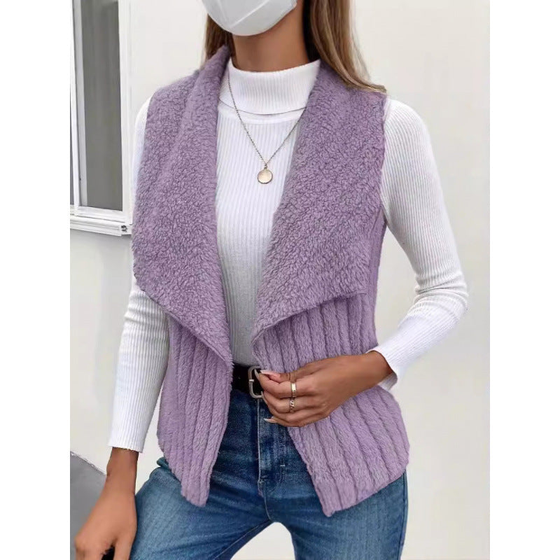 Women’s Vest - Knit - Sleeveless - Shawl Collar - Relaxed Fit - Open Front
