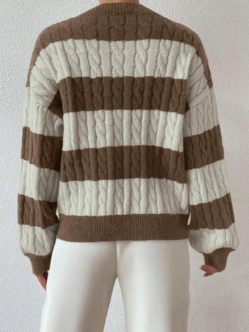 Women's striped v-neck sweater