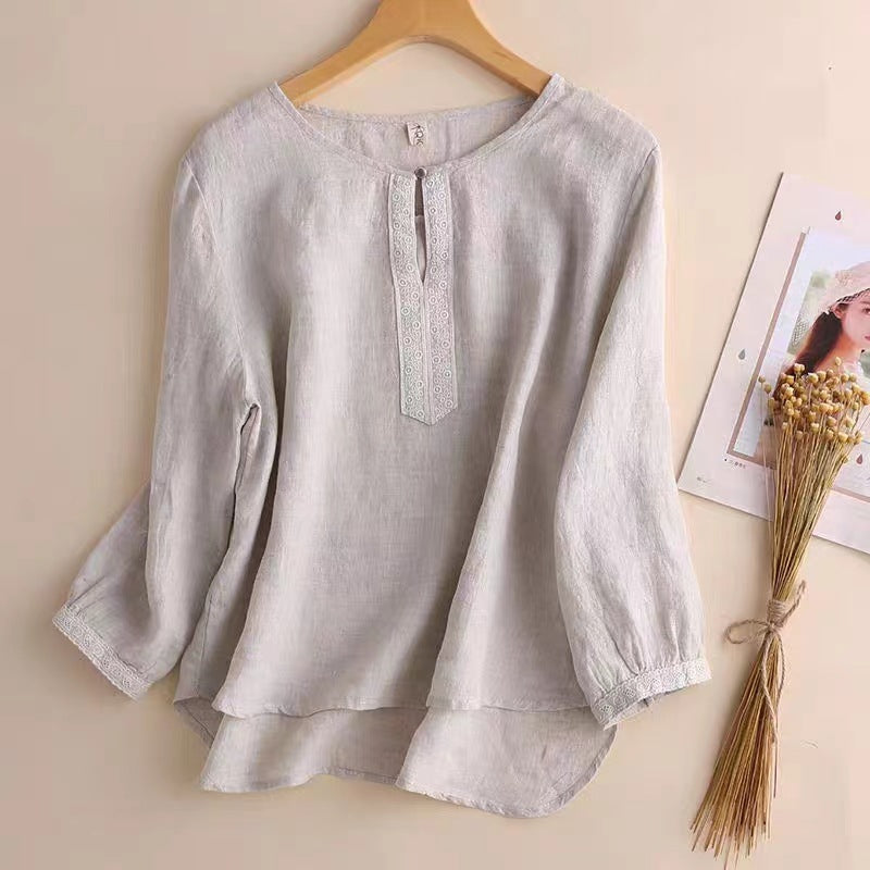 Relaxed Fit Natural Fiber Short Sleeve Shirt
