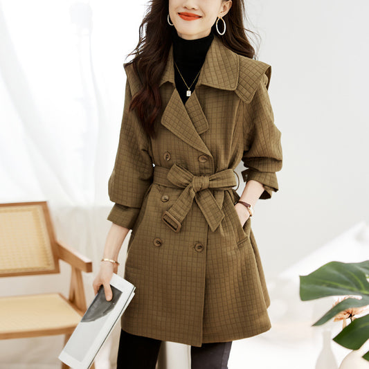 Waffle Belted Mid-Length Trench Coat