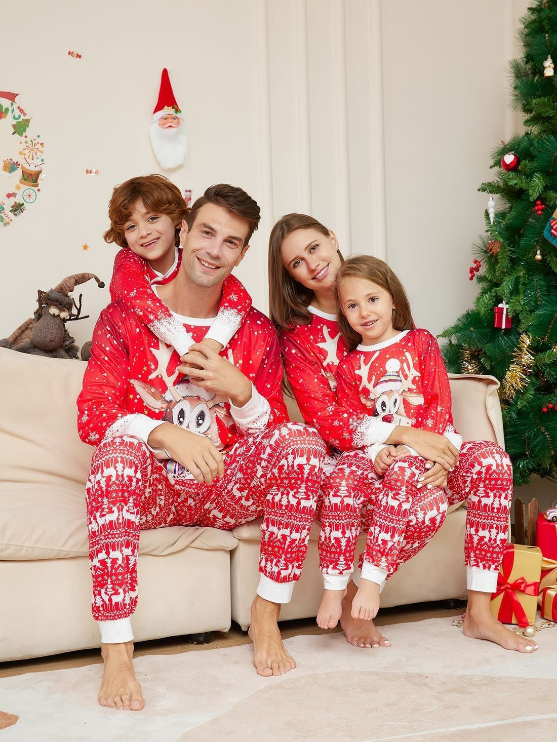 Family matching reindeer Christmas pajama set