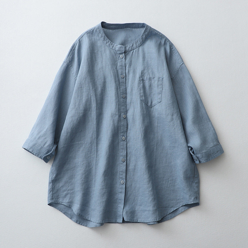 Natural Fibers Oversized Button-Down Shirt