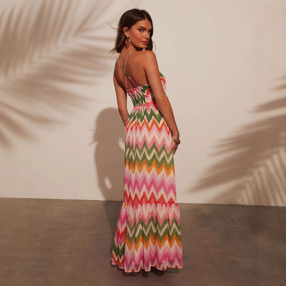 Women’s Maxi Dress – Halter Neck – Tiered Skirt – Relaxed Fit – Lightweight Fabric