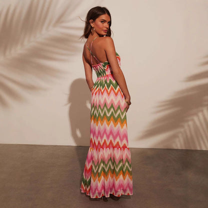 Women’s Maxi Dress – Halter Neck – Tiered Skirt – Relaxed Fit – Lightweight Fabric
