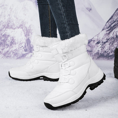 Women’s Boots - Mid-Calf Length - Quilted Stitching - Faux Fur Lined
