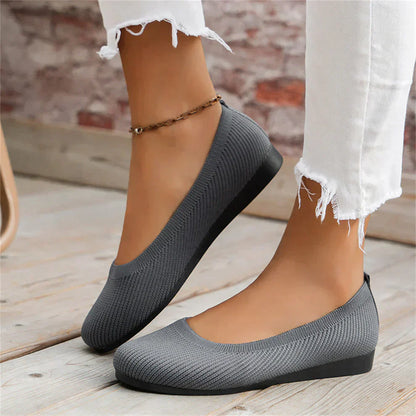 Women’s Ballet Flats - Slip-On Design - Round Toe - Textured Finish - Flexible Sole