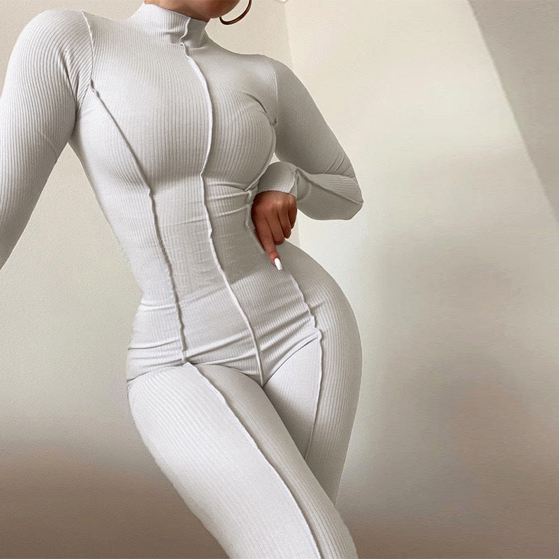 Form-Fitting Long Sleeves Mock Neck Bodysuit