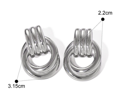 Maka - chunky double hoop stainless steel stud earrings