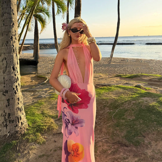 Floral Print Slim Fit Maxi Dress