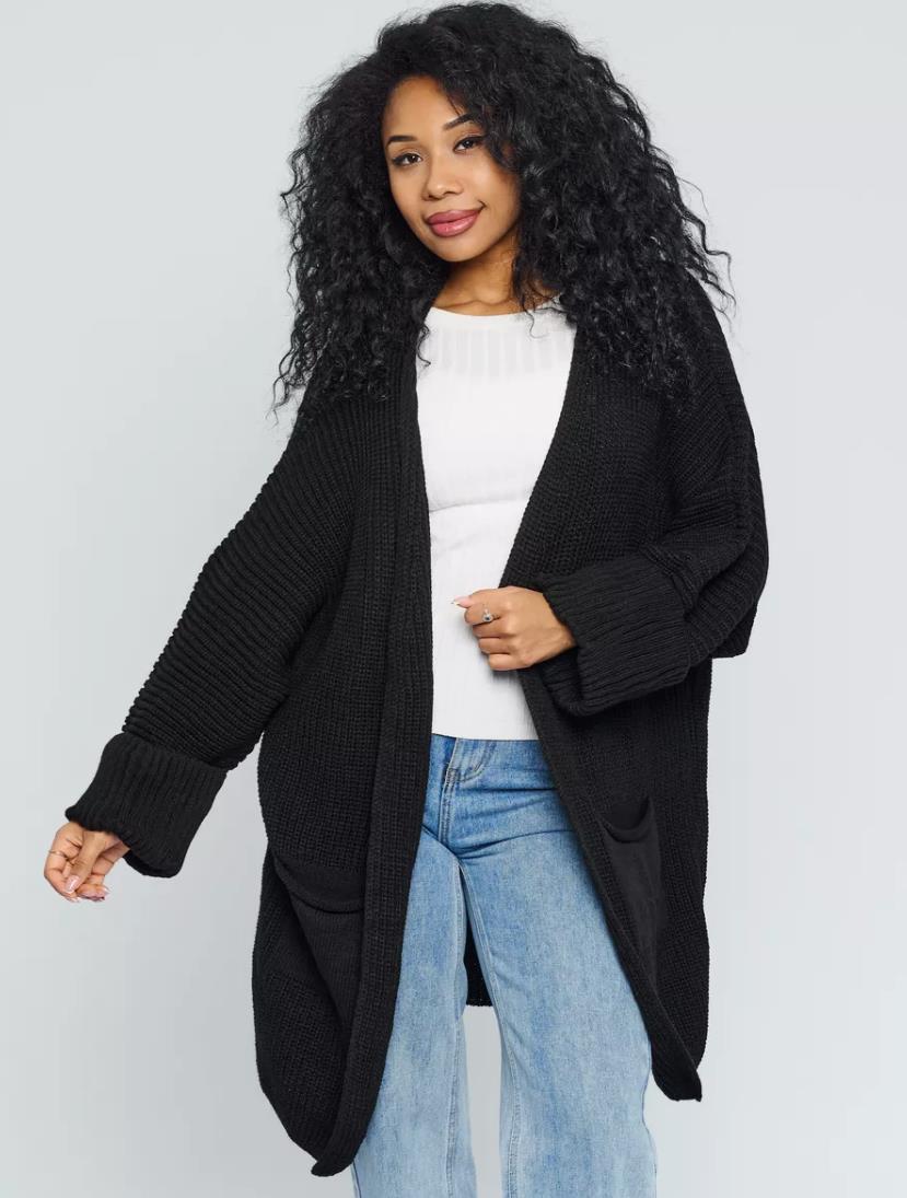 Ribbed Oversized Fit Knitted Cardigan 