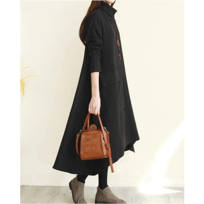 Women's Turtleneck Sweater Dress - Long Sleeve - Casual Loose Fit