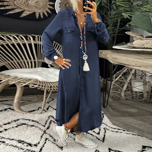 Relaxed Fit Button-Down Shirt Dress