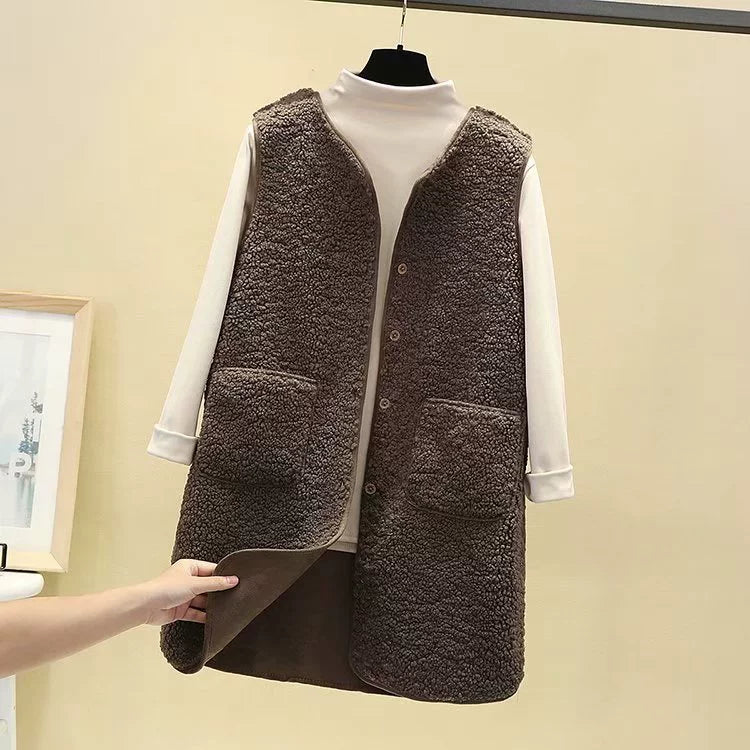 Plush Fleece Relaxed Fit Longline Vest 