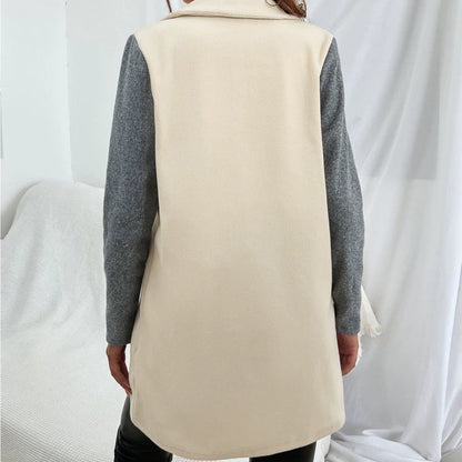 Women’s Windbreaker Jacket – Structured Fit – Single-Breasted – Contrast Sleeve Design